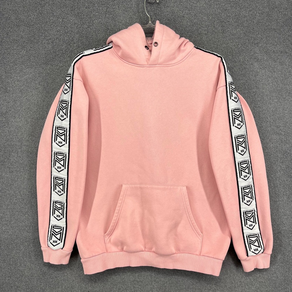 Sidemen Official Hoodie Mens Large Logo Tape Kangaroo Pocket Pink‎ Sweatshirt